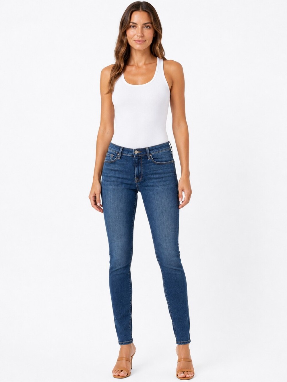FRAME Le Skinny de Jeanne Jeans Womens 30 Blue Mid Rise Stretch Skinny USA